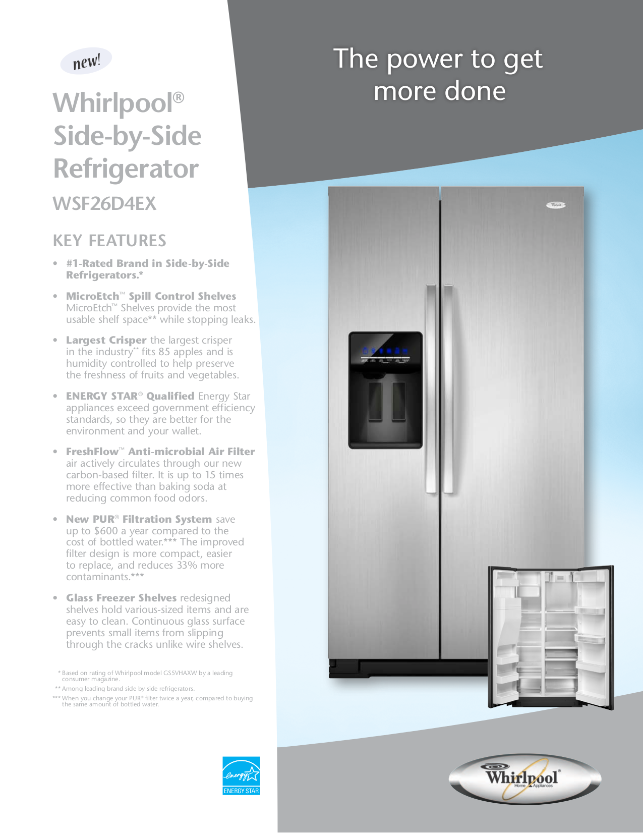 Download Free Pdf For Whirlpool WSF26D4EX Refrigerator Manual